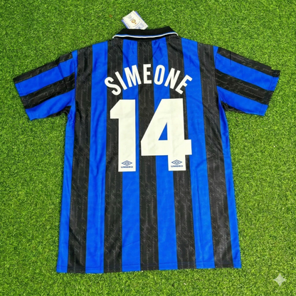 Diego Simeone Inter 1997-1998 Home Retro Football Jersey Kit