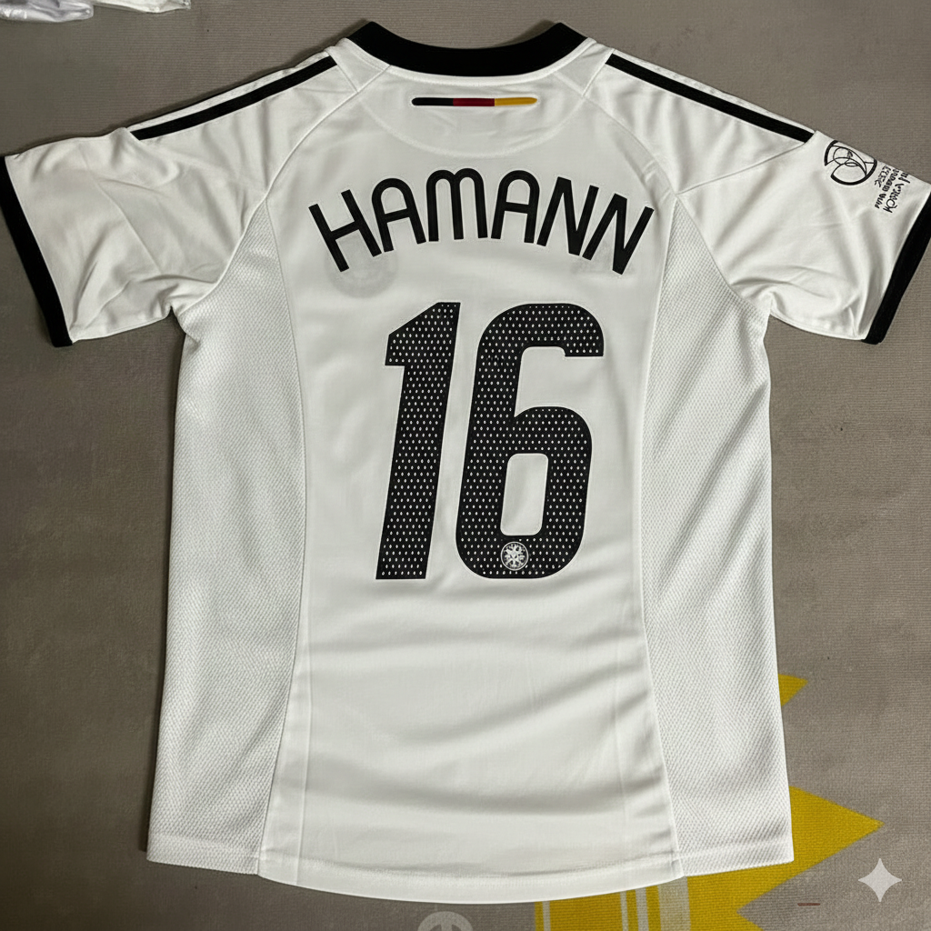 Germany World Cup 2002 Dietmar Hamann Deutschland Japan Korea White Retro Football Jersey