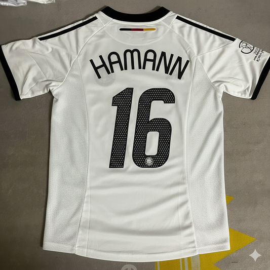 Germany World Cup 2002 Dietmar Hamann Deutschland Japan Korea White Retro Football Jersey