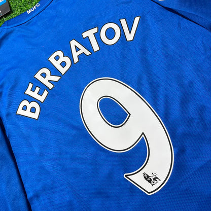 Dimitar Berbatov Manchester United 2008 Blue EPL Patch Retro Long Sleeve Football Jersey Kit
