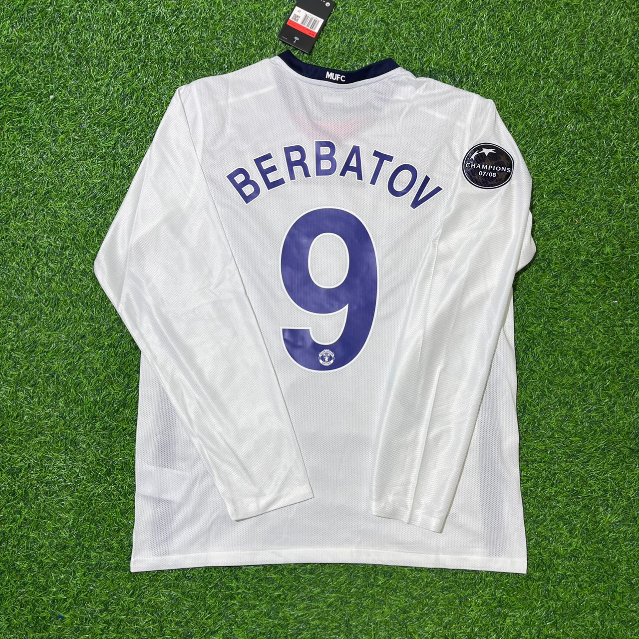 Dimitar Berbatov 9 Manchester United 2009 Champions Leage Final Rome Retro Long Sleeve Football Jersey