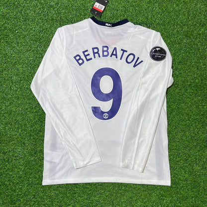 Dimitar Berbatov 9 Manchester United 2009 Champions Leage Final Rome Retro Long Sleeve Football Jersey