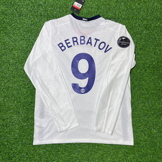 Dimitar Berbatov 9 Manchester United 2009 Champions Leage Final Rome Retro Long Sleeve Football Jersey