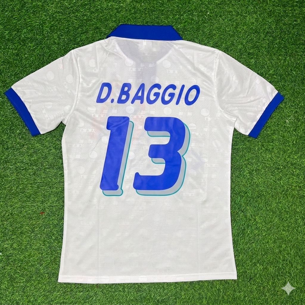 Italy World Cup 1994 Dino Baggio White Retro Football Jersey