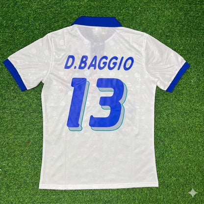 Italy World Cup 1994 Dino Baggio White Retro Football Jersey