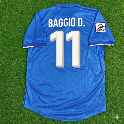 Italy World Cup 1998 Dino Baggio Home Blue Retro Football Jersey