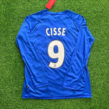 Djibril Cisse Auxerre 2003 Blue Long Sleeve Retro Football Jersey
