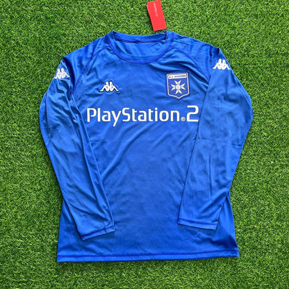 Djibril Cisse Auxerre 2003 Blue Long Sleeve Retro Football Jersey
