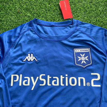 Djibril Cisse Auxerre 2003 Blue Long Sleeve Retro Football Jersey