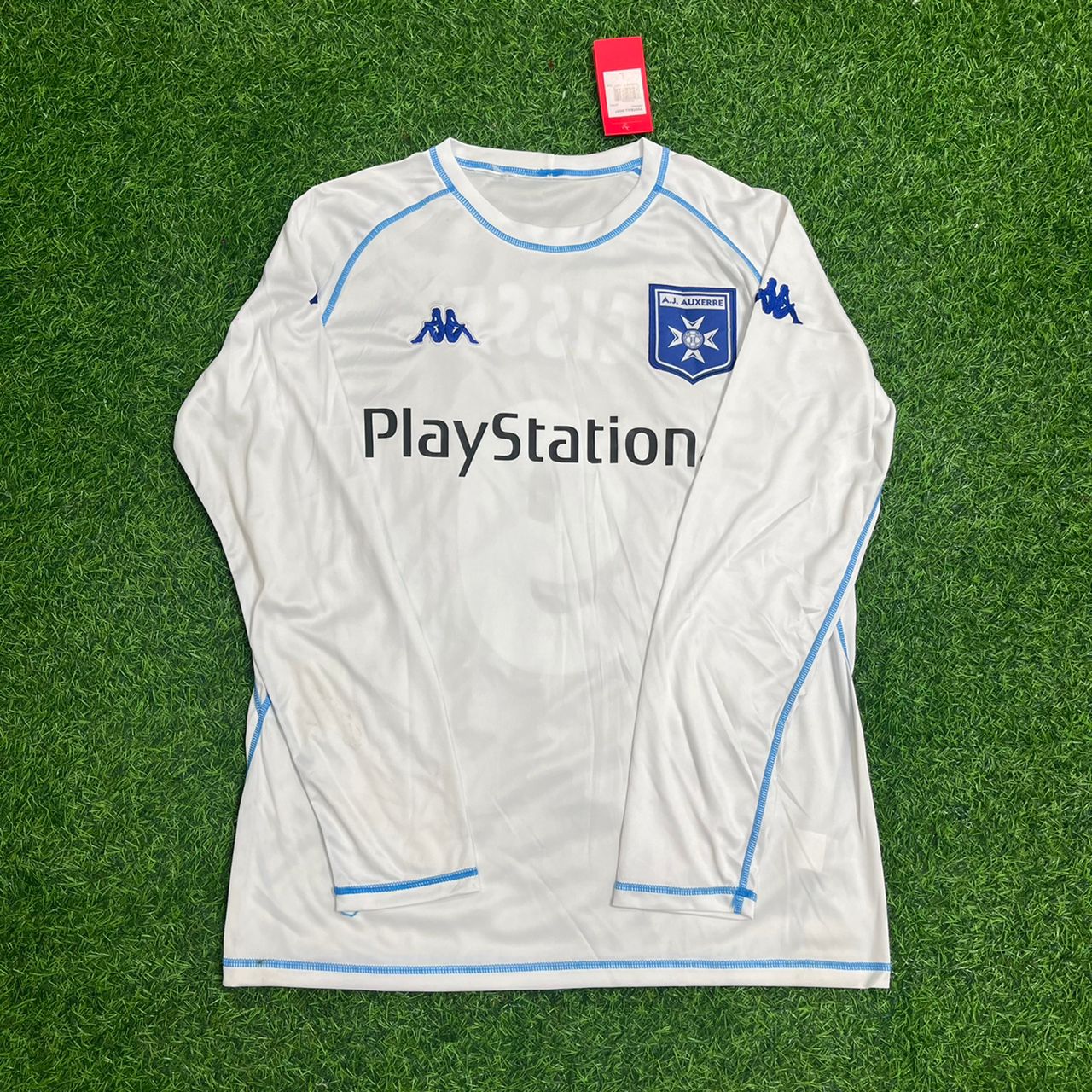 Djibril Cisse Auxerre 2003 White Long Sleeve Retro Football Jersey