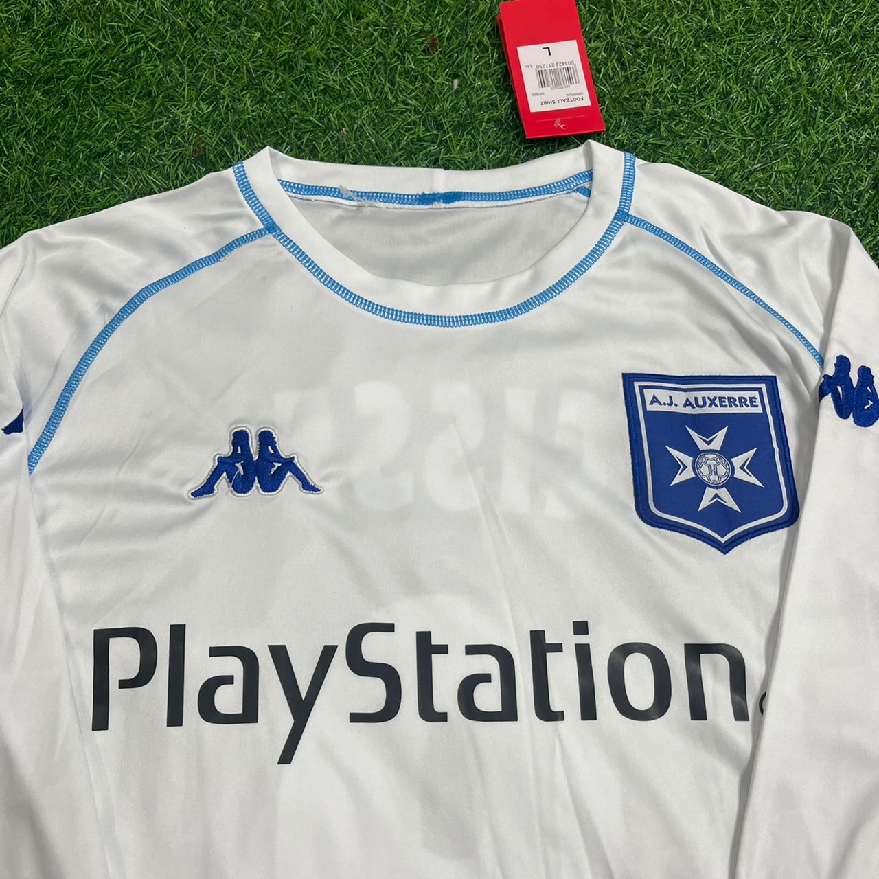 Djibril Cisse Auxerre 2003 White Long Sleeve Retro Football Jersey