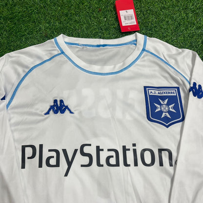 Djibril Cisse Auxerre 2003 White Long Sleeve Retro Football Jersey