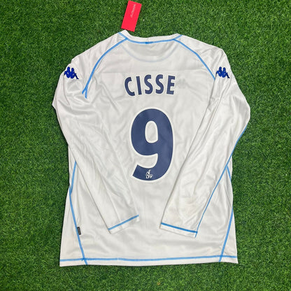 Djibril Cisse Auxerre 2003 White Long Sleeve Retro Football Jersey
