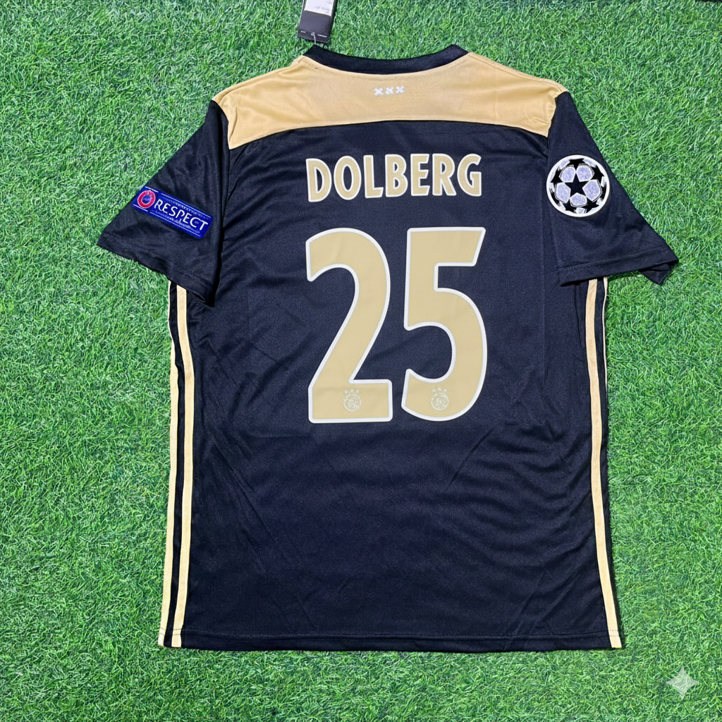 Kasper Dolberg Ajax 2018 2019 Champions League Black Retro Football Jersey Kit