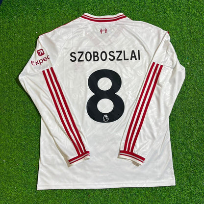 Dominik Szoboszlai Liverpool 2027 Long Sleeve Away White Football Jersey