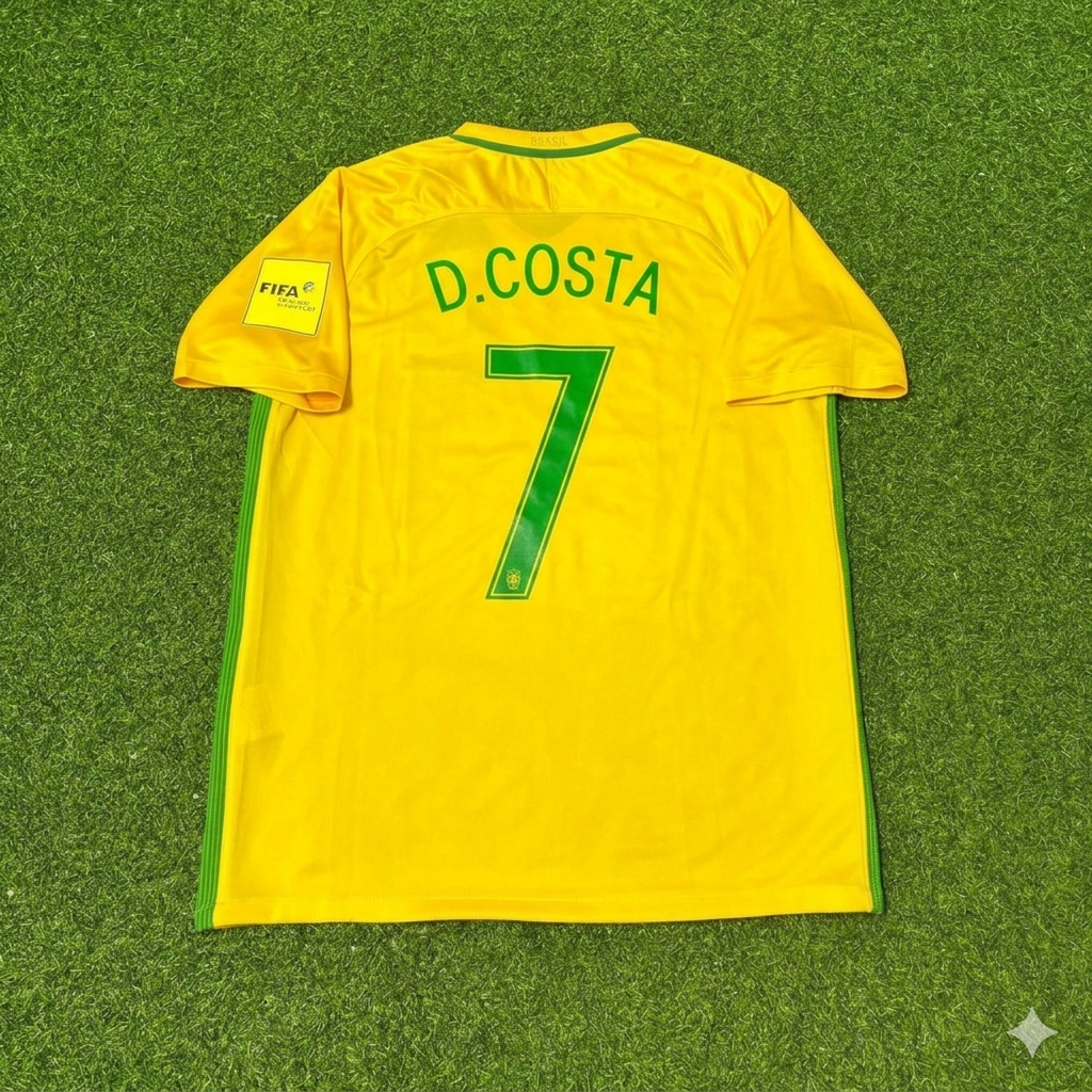 Brazil World Cup 2018 Douglas Costa #7 Home Football Jersey