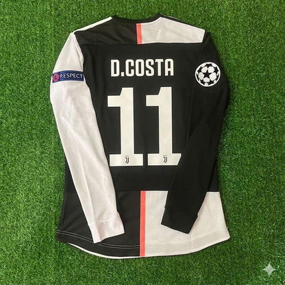 Douglas Costa 11- Juventus Long Sleeve 2019 2020 Retro White Black Football Jersey