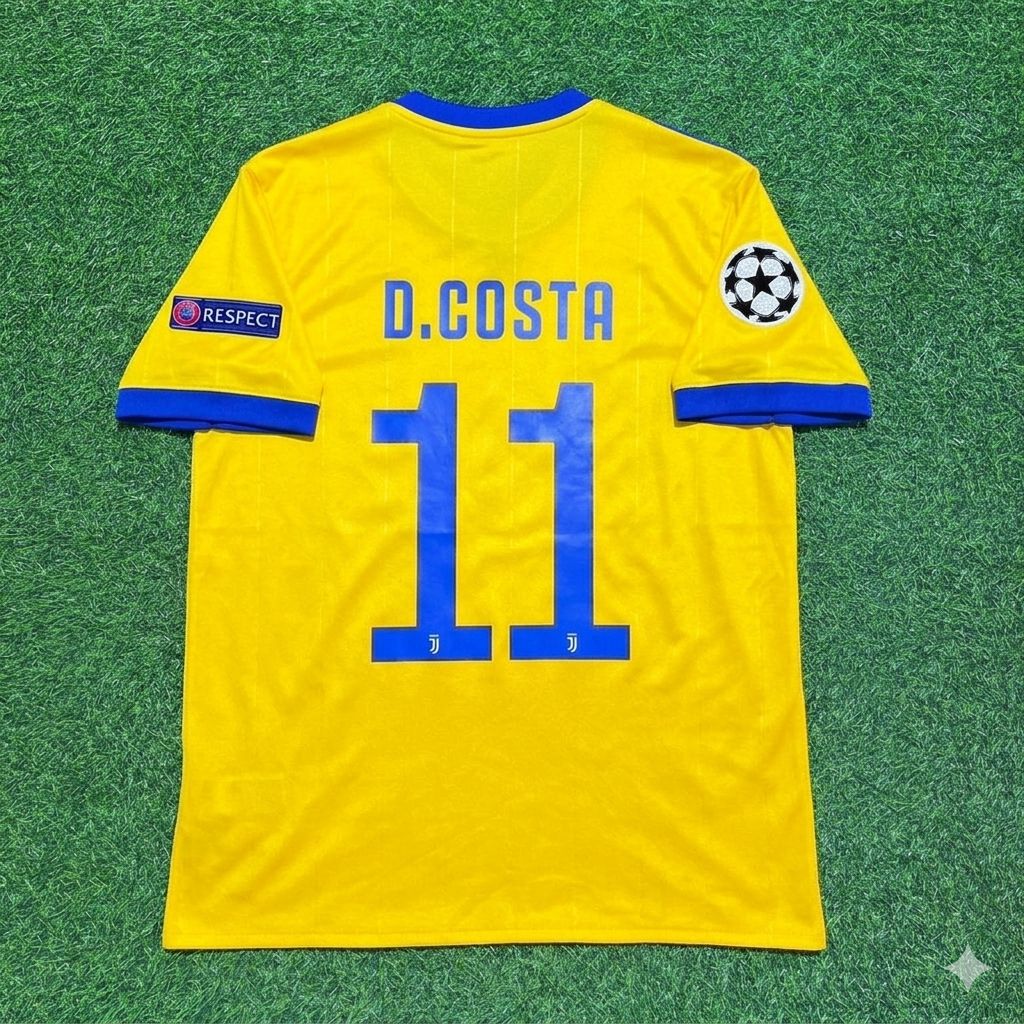 Douglas Costa Juventus 2017-2018 Yellow Retro Football Jersey Kit