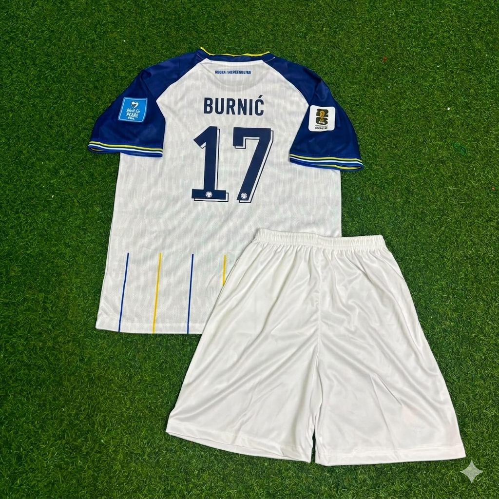 Bosnia and Herzegovina World Cup 2026 Dzenis Burnić Away White Kids Kit Football Jersey