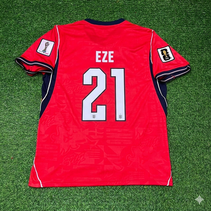 Eberechi Eze #21 England 2026 World Cup Away Red Football Jersey