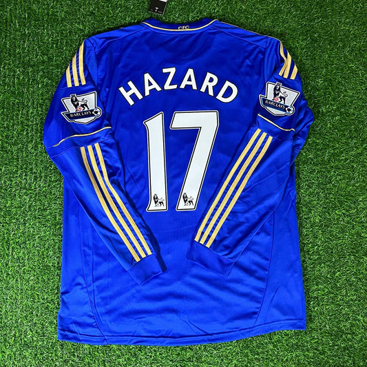 Eden Hazard Chelsea 2012-13 Premier League Patch Blue Retro Football Jersey
