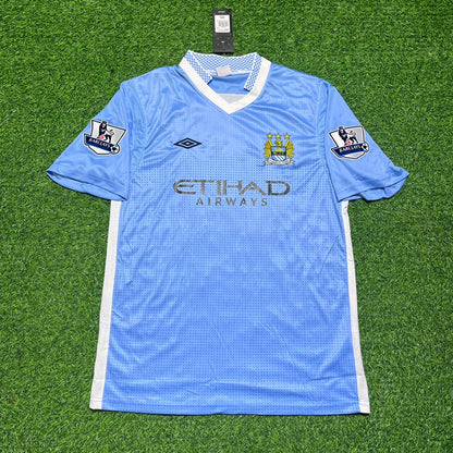 Edin Dzeko 10 Manchester City 2011/12 Home Kit Blue Retro Football Jersey