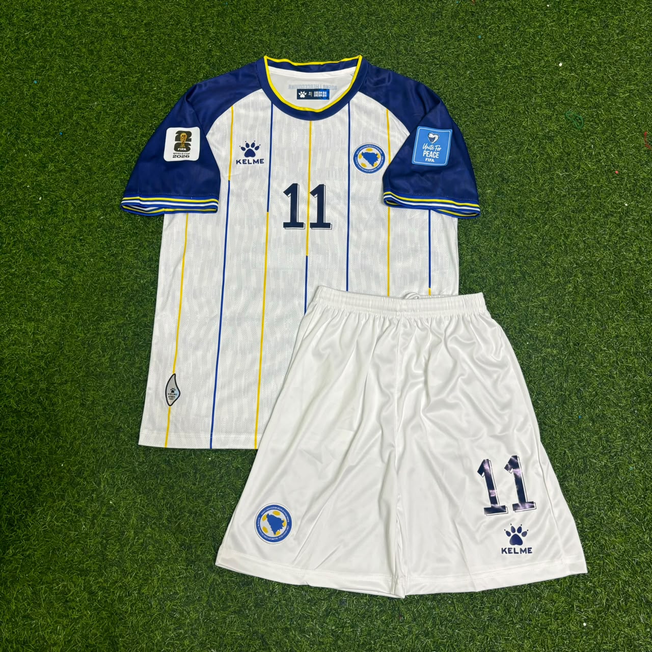 Bosnia and Herzegovina World Cup 2026 Edin Džeko #11 Kids Set Football Jersey