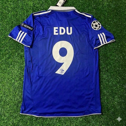 Edu 9- Schalke 04 Season 2010/11 Retro Champions League Football Jersey