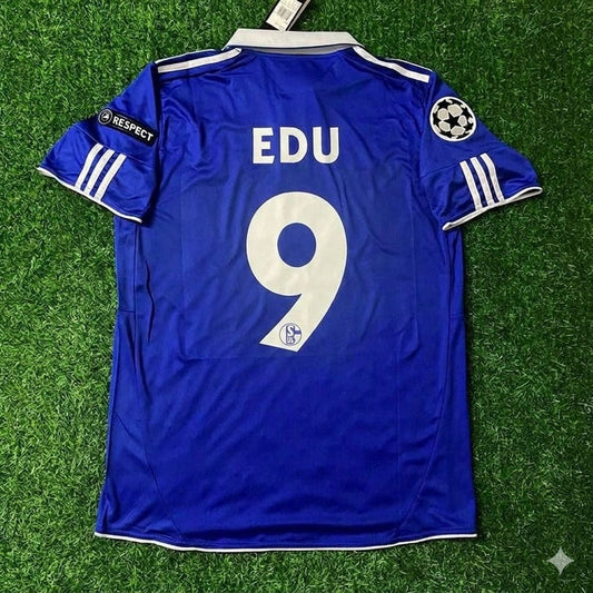 Edu 9- Schalke 04 Season 2010/11 Retro Champions League Football Jersey