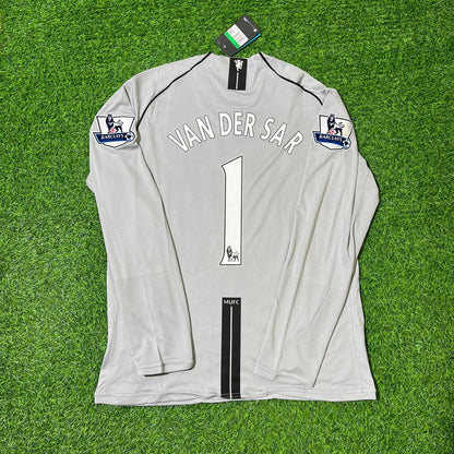 Edwin van der Sar Manchester United Goalkeeper Grey Retro Long Sleeve Football Jersey