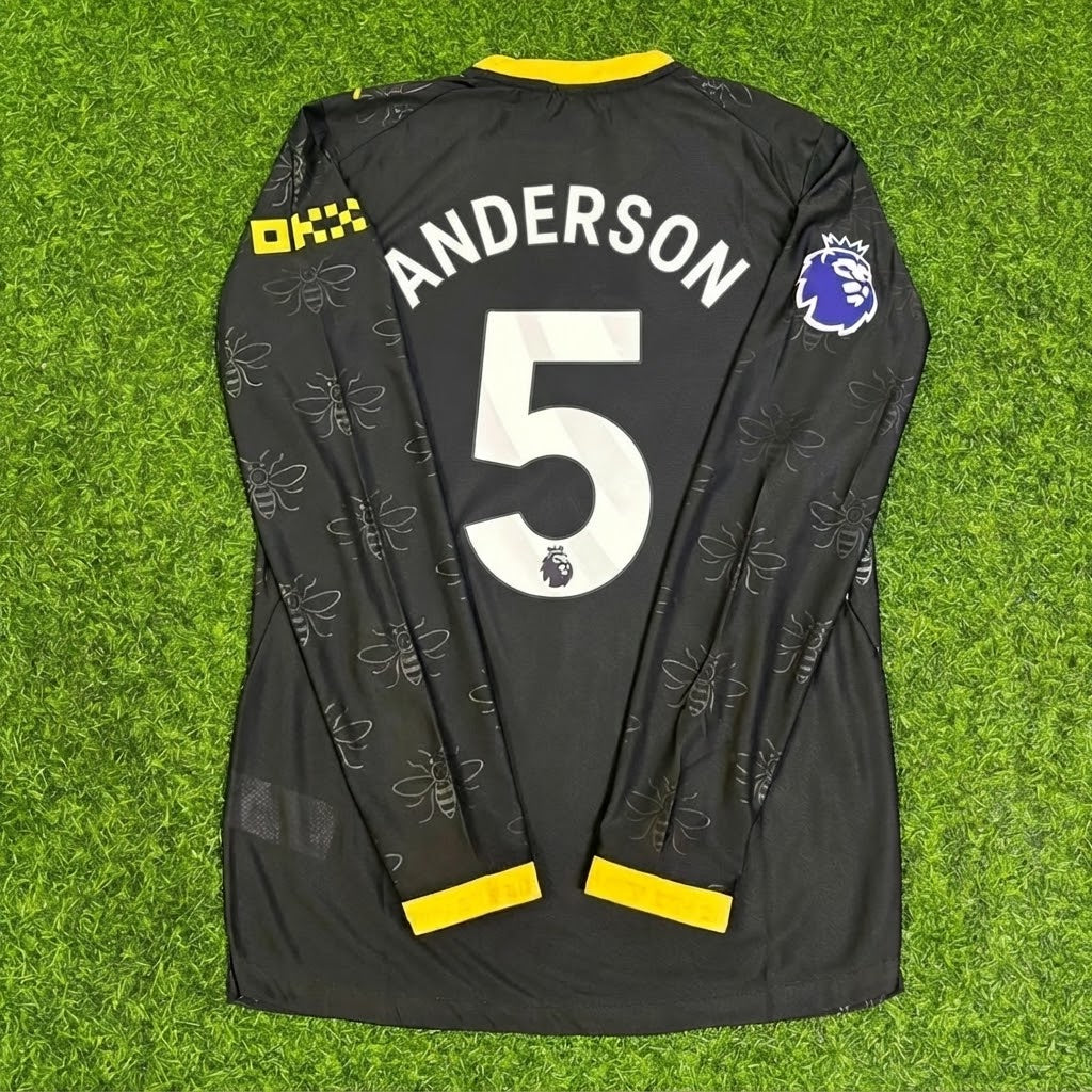 Elliot Anderson #5 Manchester City 2026-2027 Away Black Long Sleeve Football Jersey