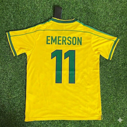 Brazil World Cup 1998 Emerson #11 Retro Football Jersey Kit
