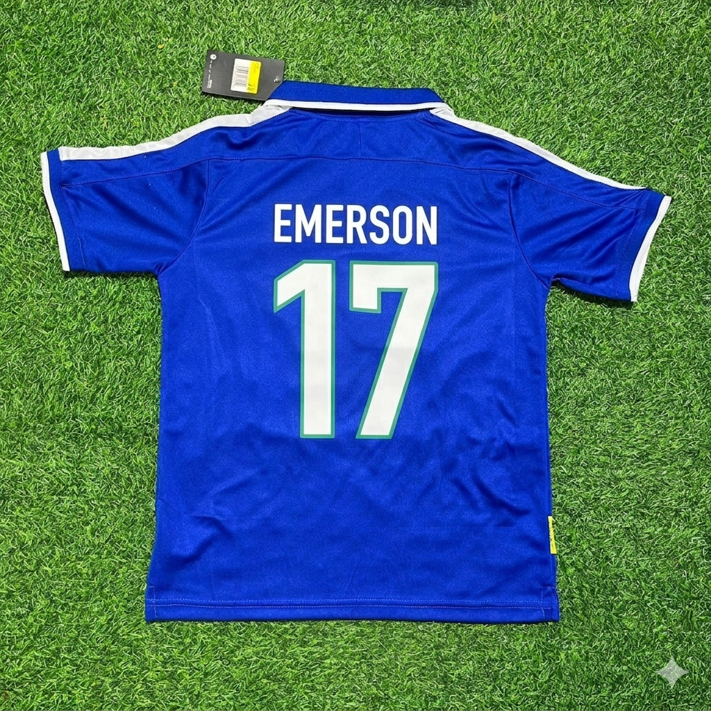 Emerson Brazil 1997 Blue Retro Football Jersey Kit