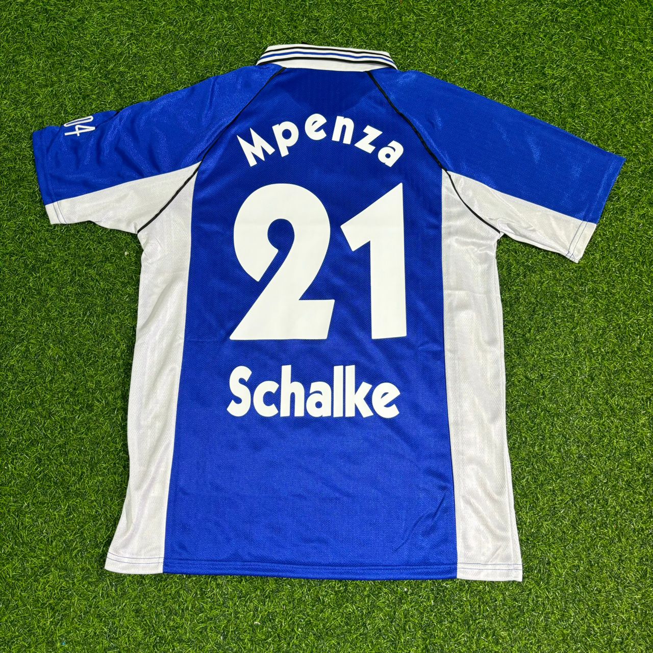 Emile Mpenza FC Schalke 04 1999/2000 Blaues Heimtrikot Retro Fußballtrikot Jersey