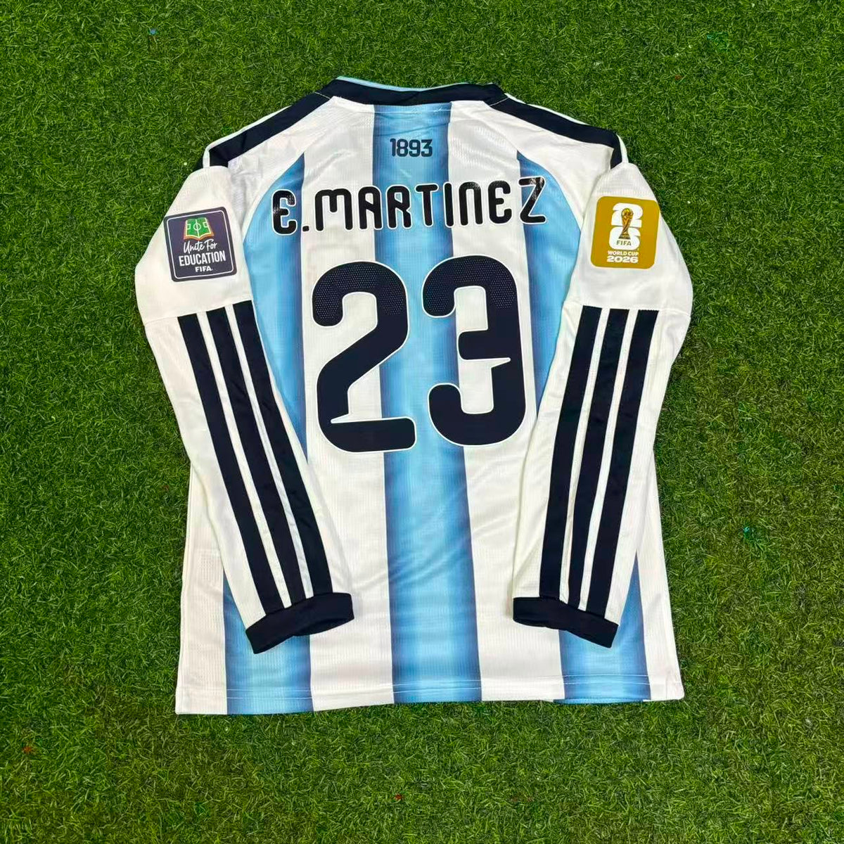 Argentina Emiliano Martinez Goalkeeper 2026 World Cup Home Patch Long Sleeve Kids Football Jersey