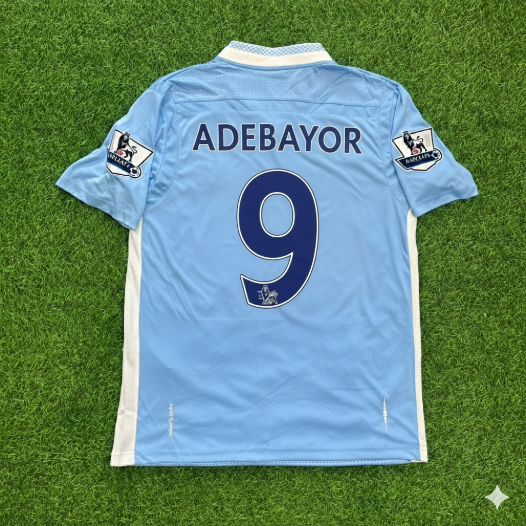 Emmanuel Adebayor Manchester City 2011/12 Home Kit Blue Retro Football Jersey