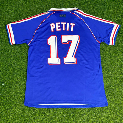 France World Cup 1998 Emmanuel Petit #17 Home Retro Football Jersey