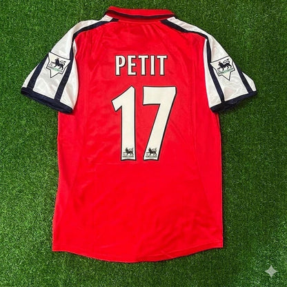 Emmanuel Petit #17 Arsenal 1999-2002 Red White Retro Football Jersey