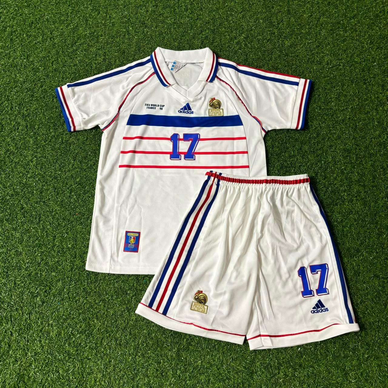 France World Cup 1998 Emmanuel Petit Kids Retro Football Jersey