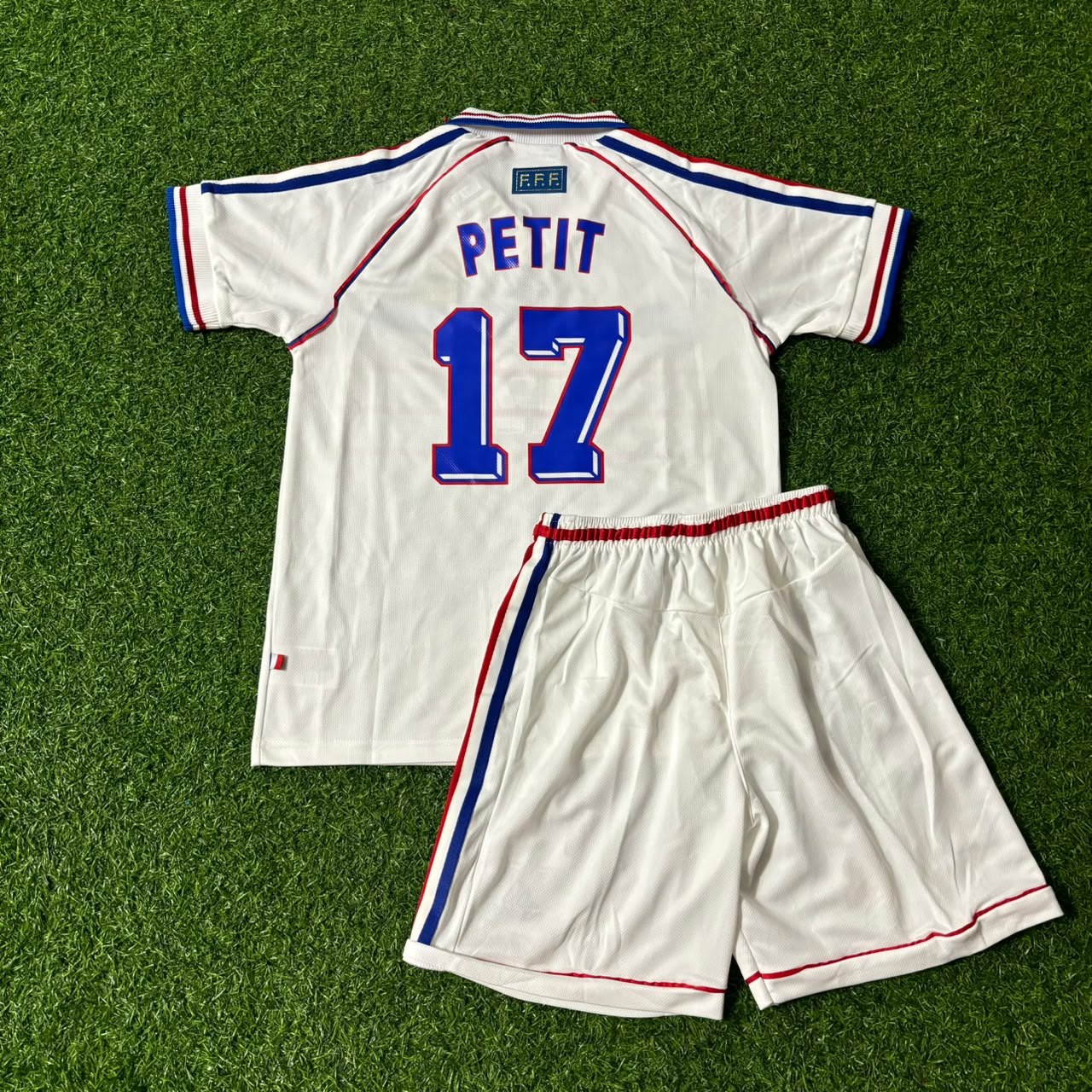 France World Cup 1998 Emmanuel Petit Kids Retro Football Jersey
