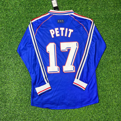 France World Cup 1998 Emmanuel Petit Long Sleeve Retro Football Jersey