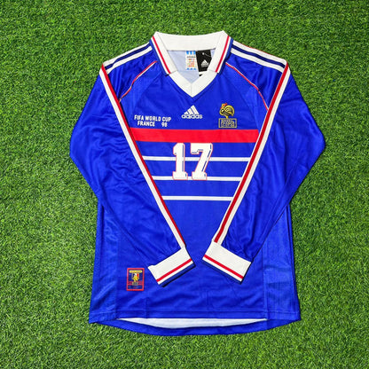 France World Cup 1998 Emmanuel Petit Long Sleeve Retro Football Jersey