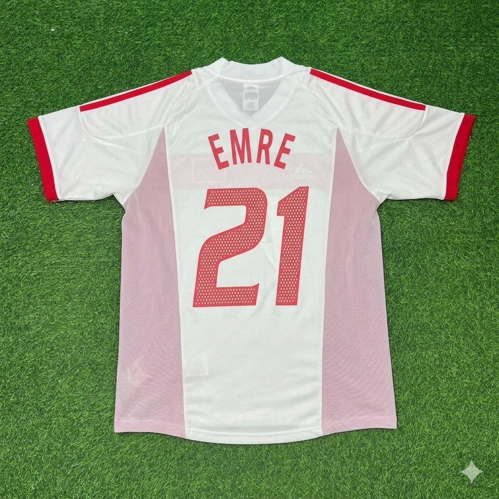 Turkey Türkiye World Cup 2002 Emre Belözoğlu White Retro Football Jersey