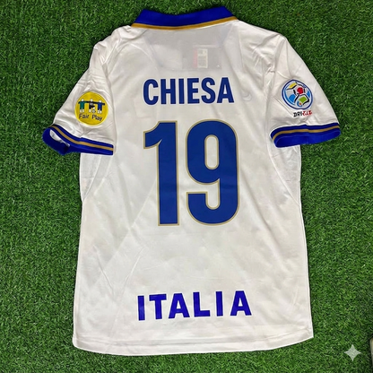 Italy EURO 1996 Enrico Chiesa #19 White Retro Football Jersey