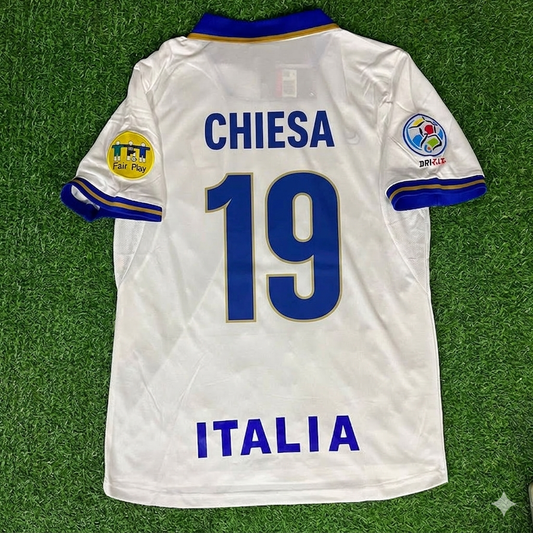 Italy EURO 1996 Enrico Chiesa #19 White Retro Football Jersey