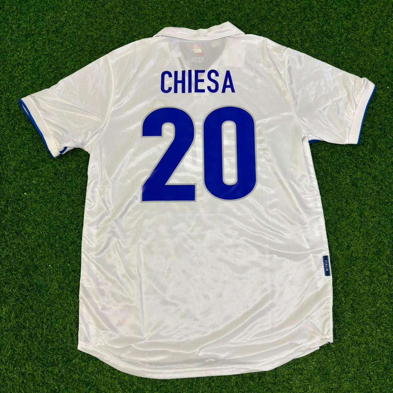 Enrico Chiesa #20 Italy 1998 World Cup Away White Retro Football Football Jersey