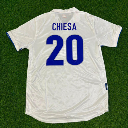 Enrico Chiesa #20 Italy 1998 World Cup Away White Retro Football Football Jersey