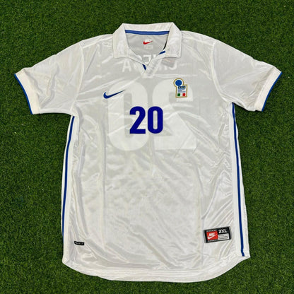 Enrico Chiesa #20 Italy 1998 World Cup Away White Retro Football Football Jersey