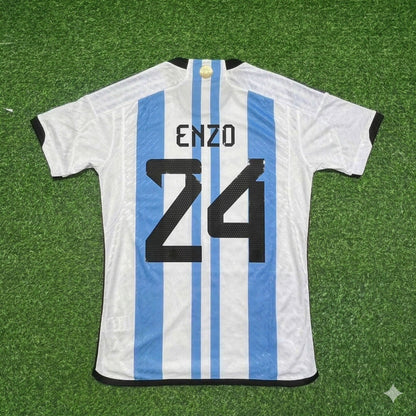 Argentina World Cup 2022 Enzo Fernandez 24- Qatar Champion Home Football Jersey