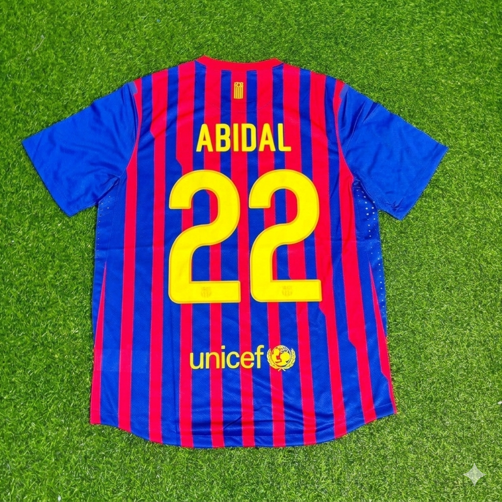 Eric Abidal Barcelona 2011/2012 Retro Home Football Jersey Kit